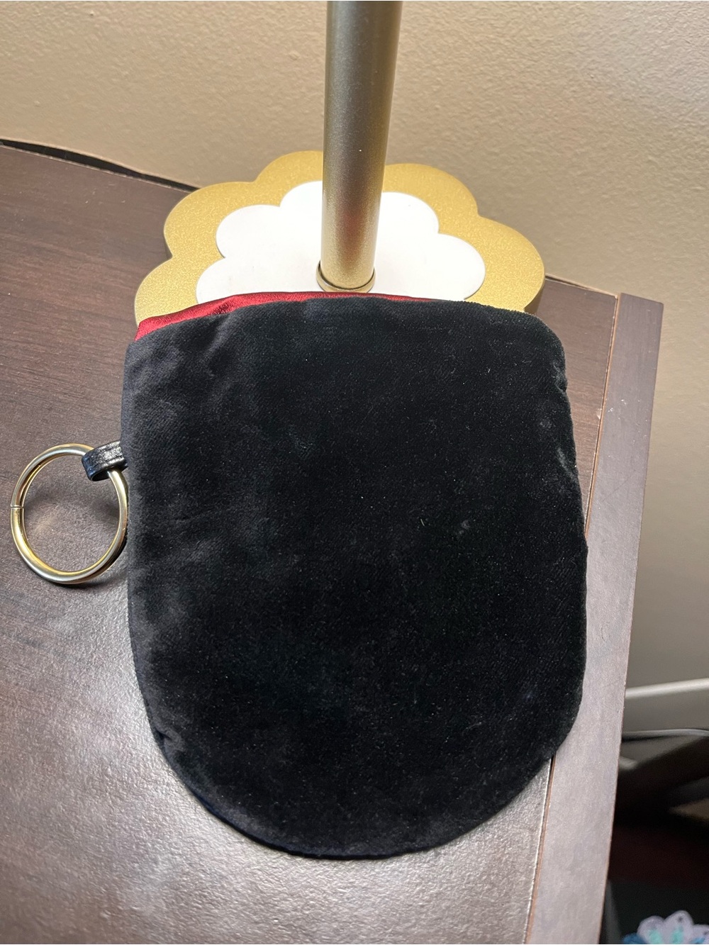 Bottega Veneta Black Velvet Pouch with Red lining EUC